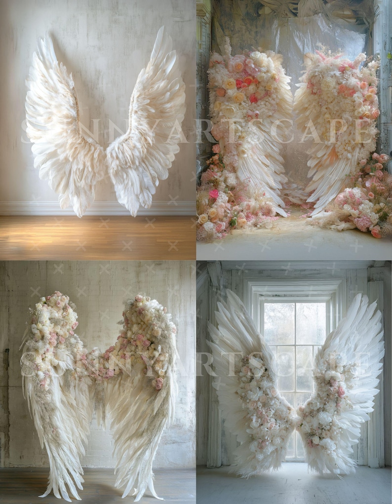 White Angel Wings Digital Backdrops for Maternity and Newborn ...