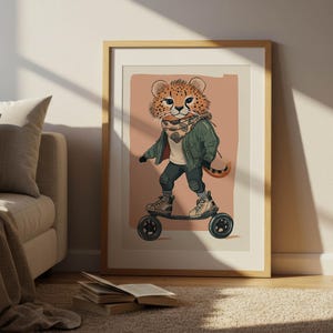 Quirky Cheetah Nursery Wall Art Printable, Digital Download Jungle Animal Print for Kids Room Decor, Safari Baby Room Poster Illustration