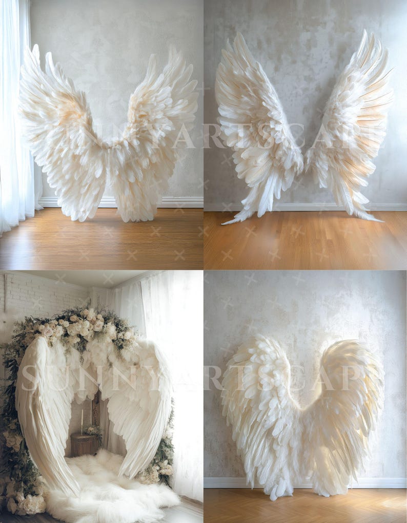 White Angel Wings Digital Backdrops for Maternity Photo Editing ...