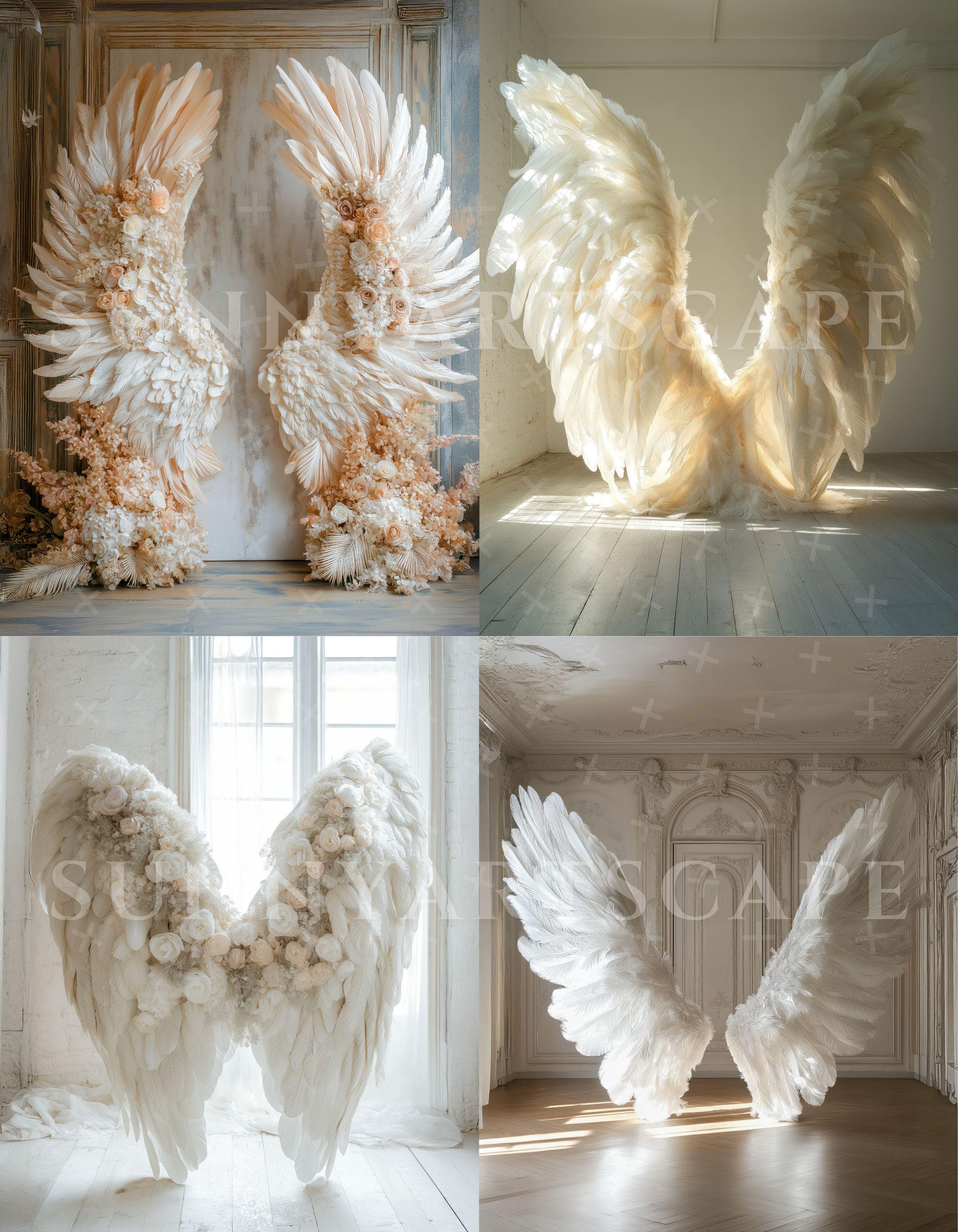 White Angel Wings Digital Backdrops for Maternity Photo Editing ...