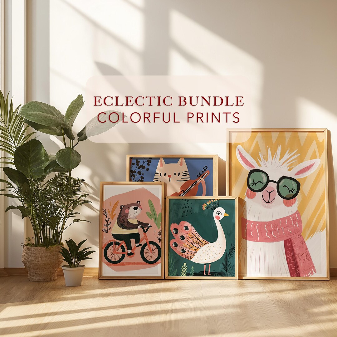 Whimsical Quirky Animal Nursery Wall Art Printables Set of 50 Digital ...