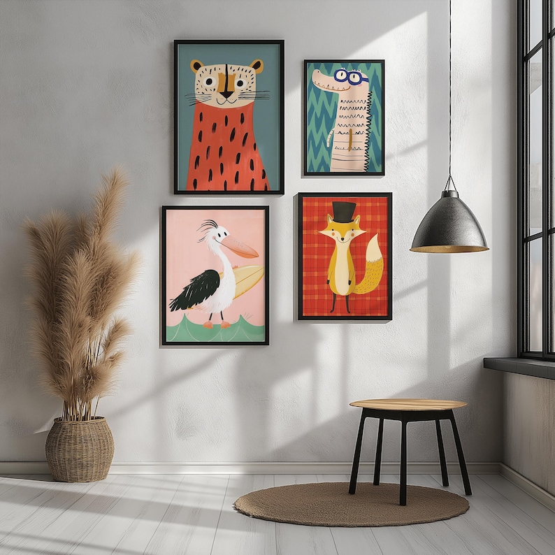 Whimsical Quirky Animal Nursery Wall Art Printables Set of 50 Digital ...