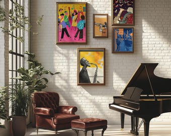 Vintage Saxophone Jazz Poster: Modern Music Room Art (Digital Download)