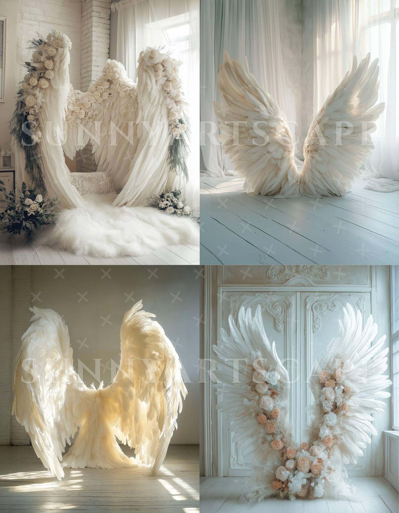 White Angel Wings Digital Backdrop for Maternity Photography, Heavenly ...