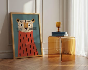 Quirky Cheetah Nursery Print: Jungle Safari Animal Art (Digital Download)