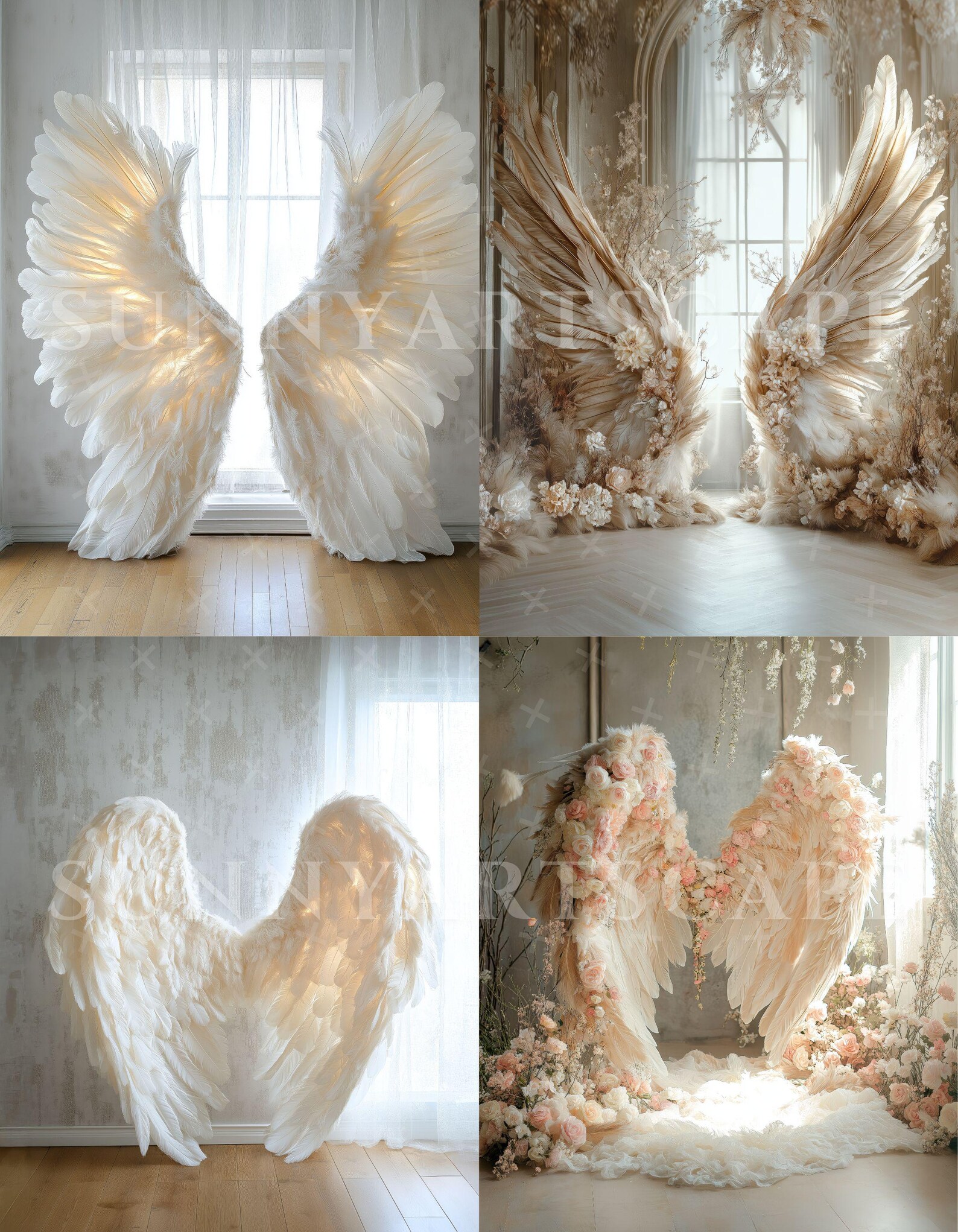White Angel Wings Digital Backdrop for Maternity Photography, Heavenly ...