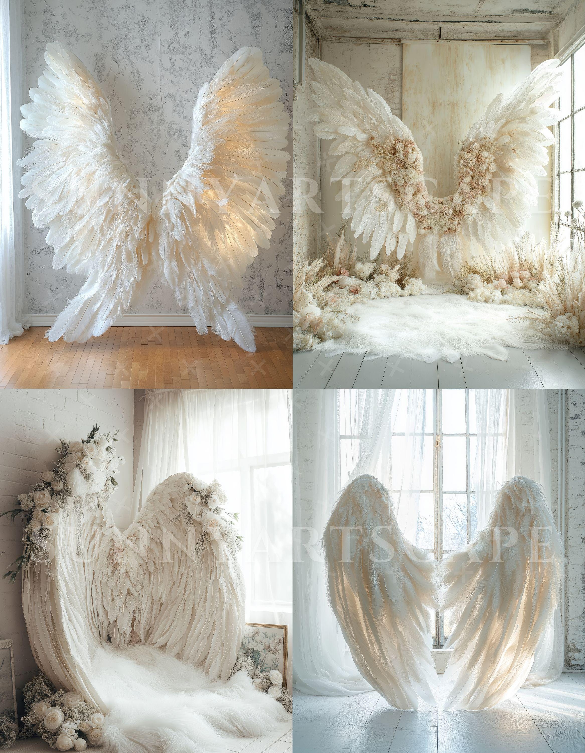 White Angel Wings Digital Backdrops for Maternity Photo Editing ...