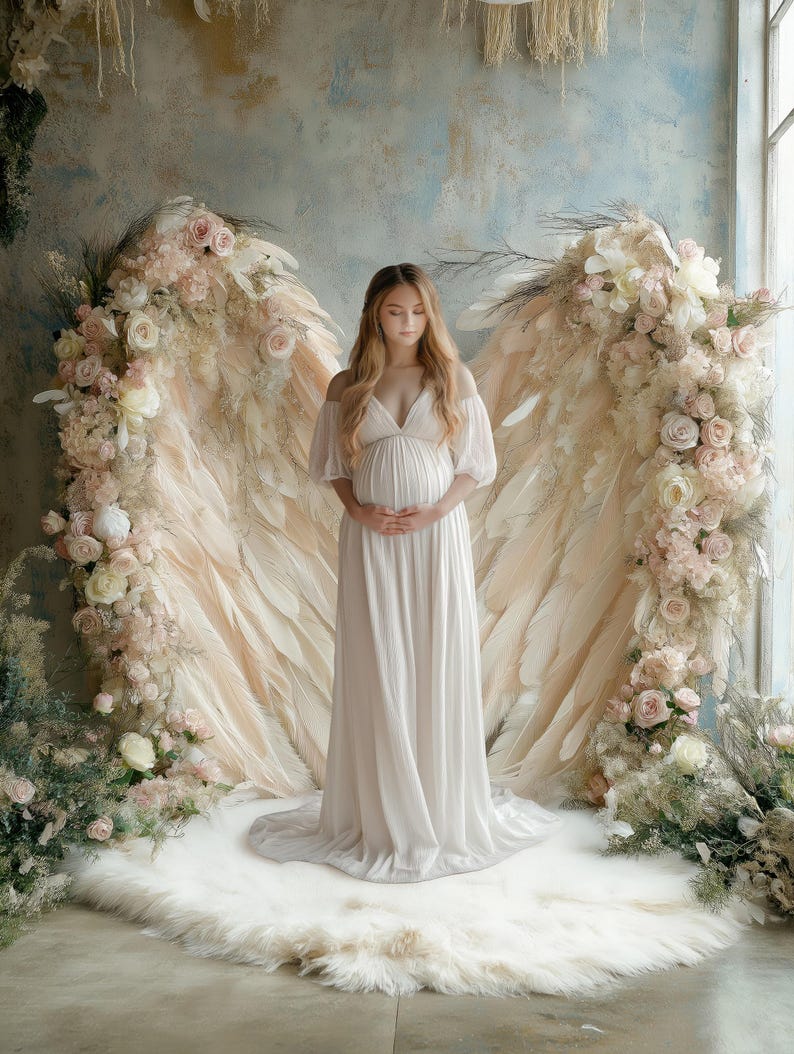 White Angel Wings Digital Backdrop for Maternity Photography, Heavenly ...