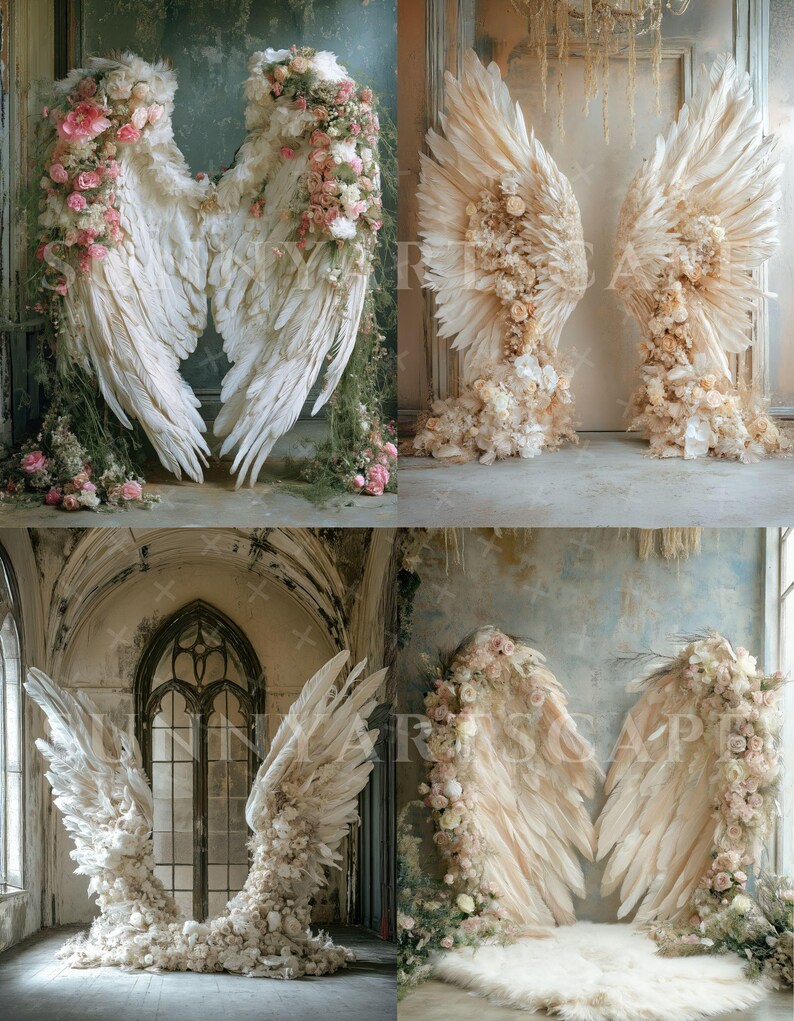 White Angel Wings Digital Backdrop for Maternity Photography, Heavenly ...