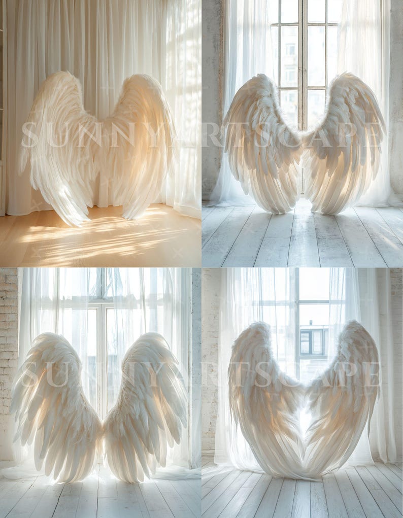 White Angel Wings Digital Backdrop for Maternity Photography, Heavenly ...