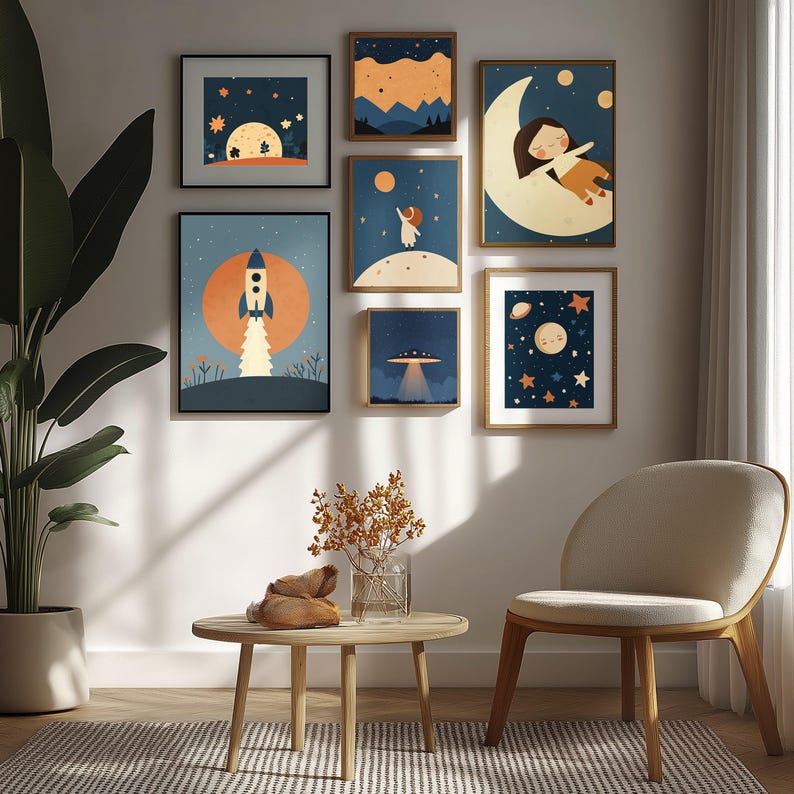 Minimalist Space Nursery Wall Art Set of 25 Prints Digital Download ...
