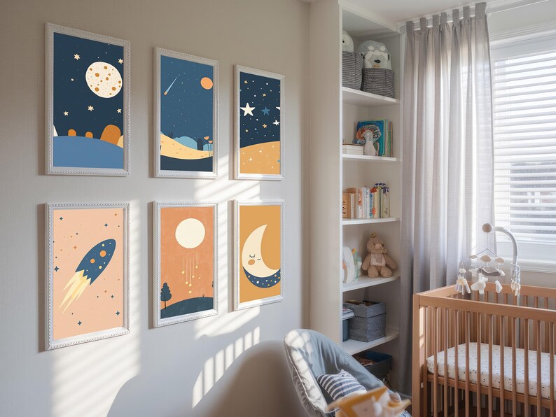 Minimalist Space Nursery Wall Art Set of 25 Prints Digital Download ...