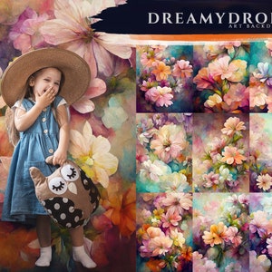 Pastel Floral Digital Backdrops, Maternity Backdrop Overlays, Studio Backdrop Overlays, Fine Art Textures, Photoshop Overlays, Floral Art