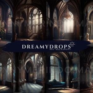 Dark Gothic Maternity Backdrops Moody Digital Backgrounds for Portrait Photography Fantasy Style Photo Overlays Set