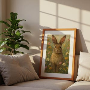 Printable Easter Bunny Wall Art Download, Cute Spring Bunny Art for Kids Room, Easter Nursery Decor, Pastel Bunny Print, Instant Download