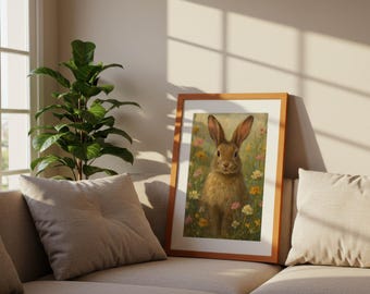 Easter Bunny Print, Spring Nursery Decor (Digital Download)