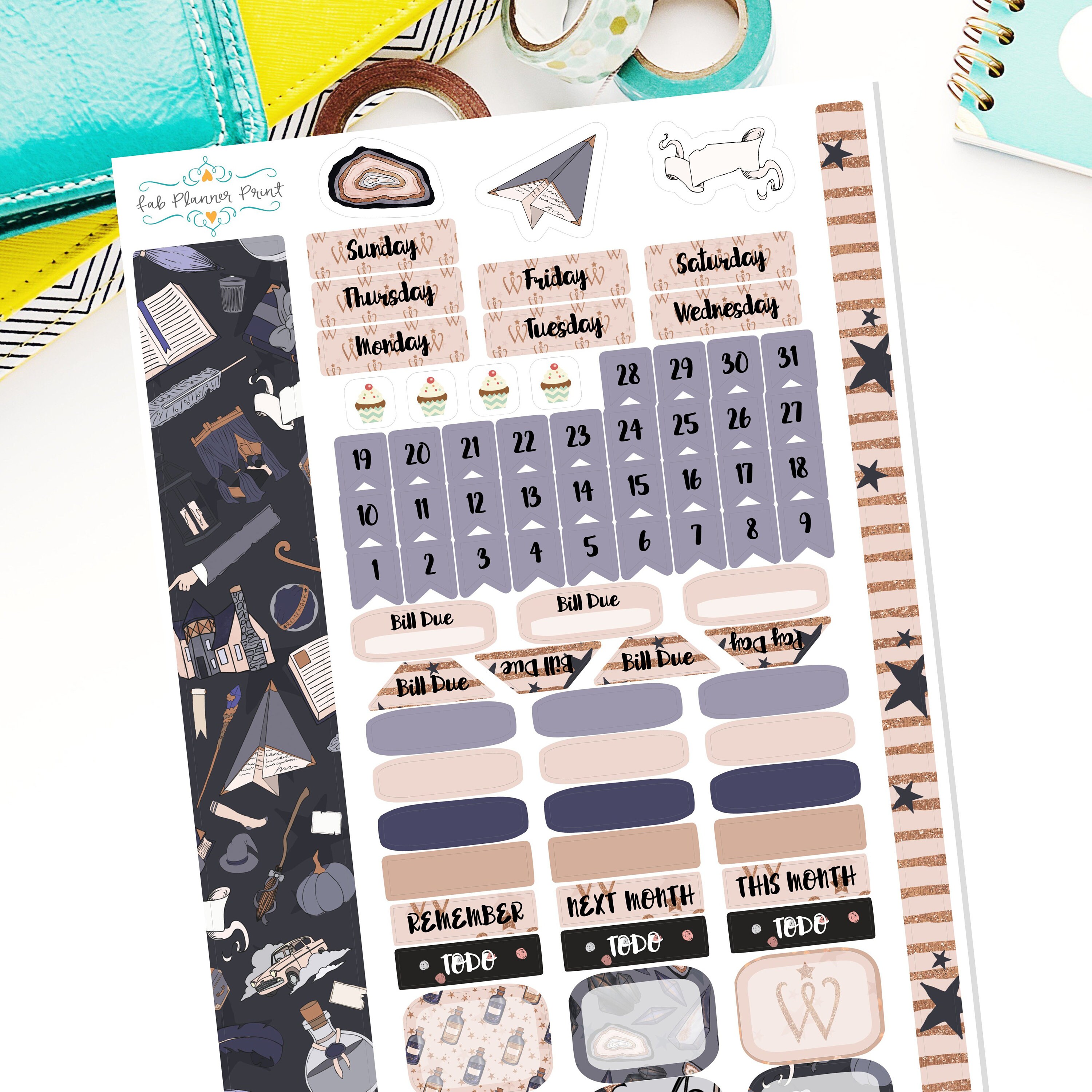 Magical Journey Monthly Planner Sticker Kit Hobonichi Etsy