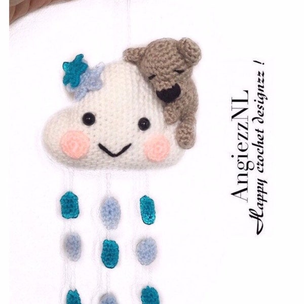 CROCHET PATTERN mobile - pram hanger - maxi cosi hanger - playpen toy - cloud - bear