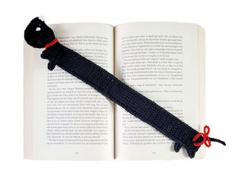 Marque-page crocheté à la main - marque-page - chien - teckel - Takkie