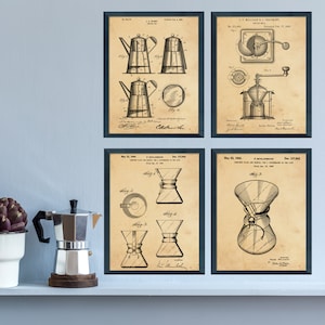 Coffee Patent Digital Download Set of 4, Coffee, Chemex, Coffee Mill, Print Coffee Patents, Coffee Inventions, INSTANT DOWNLOAD
