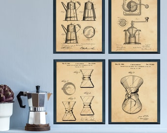 Coffee Patent Digital Download Set of 4, Coffee, Chemex, Coffee Mill, Print Coffee Patents, Coffee Inventions, INSTANT DOWNLOAD