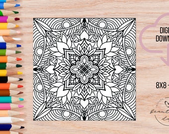 Hand Drawn Mandala Coloring Page | Digital Download