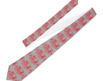 Abe Froman Red on Gray - Necktie / Ferris Bueller tie, movie tie, 80s film gift, gift for him, fan gift, retro movie tie, novelty necktie