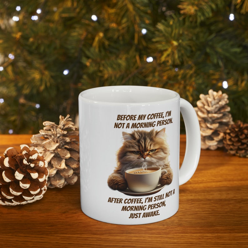 Grumpy Cat Drinking Coffee Mug,grumpy Cat Gift,gift for Cat Lover,funny ...