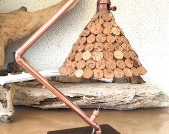 Table Lamp| Desk Lamp| Bedside Lamp | Copper Lamp | Concrete | Modern Lighting| Copper Home Decor| Cork Shade| Steampunk Lamp| One of a kind