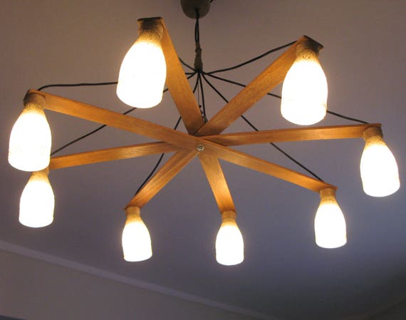 Unique Oversized Ceiling Pendant Wooden Light Vintage Etsy