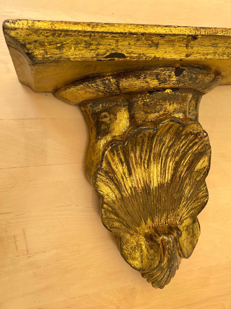 Antique Baroque Mantel Shelf With Corbels Hand Carved Golden Etsy