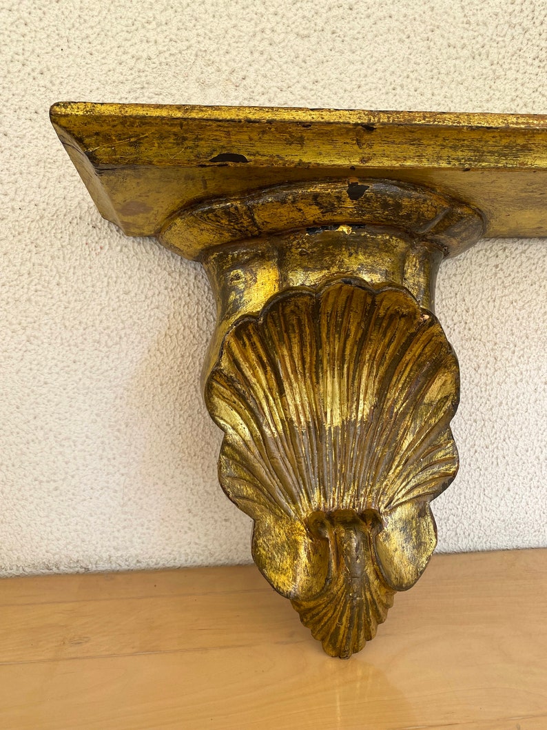 Antique Baroque Mantel Shelf With Corbels Hand Carved Golden Etsy