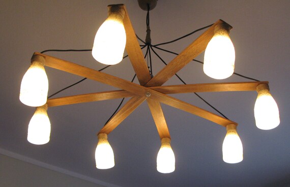 Unique Oversized Ceiling Pendant Wooden Light Vintage Etsy