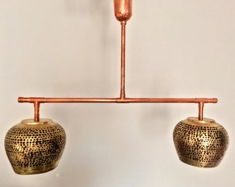 Unique Chandelier | Pendant Light | Old Hammered Moroccan Bronze Bowls | Home Decor | Dinning Room Pendant Light | One of a kind
