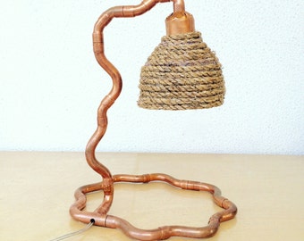 Table Lamp | Desk Lamp | BedSide Lamp | Copper Lamp | Manila rope | Modern Lighting | Copper Home Decor | One of a kind
