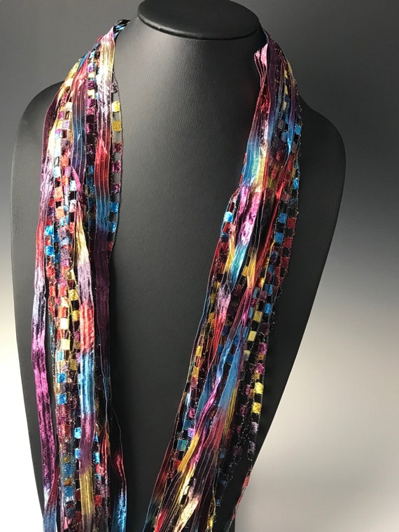 Italian Ladder Ribbon Scarf Teal Burgundy Purple Dark Gold And Blue These Scarves Are A Great Addition To Any Wardrobe
