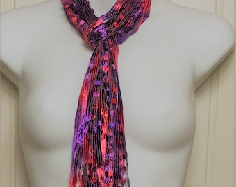 Ribbon Scarf, Purple and Red, Italian Ladder Ribbon, Lightweight, Beautiful Accent Scarf