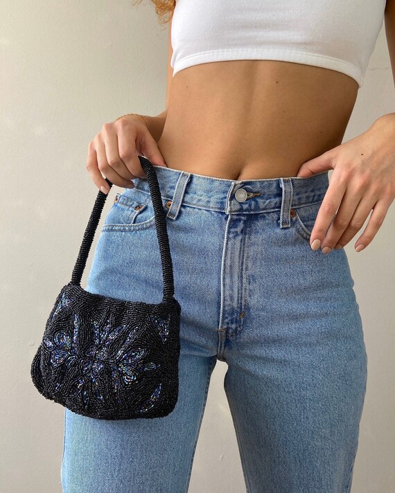 90s black beaded mini purse