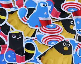 Superhero Vinyl Stickers // Cat Stickers