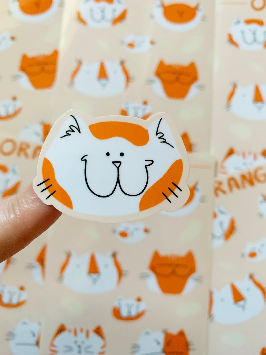 Orange Cat Sticker Sheets 5x7 // Vinyl Stickers for Journals, Notebooks ...