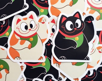 Maneki Neko Vinyl Stickers // Lucky Cat Laptop Stickers // 3" Weatherproof Vinyl Stickers // Waterproof Stickers