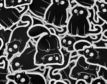 Black Cat Vinyl Stickers // Cat Laptop Stickers // 3" Weatherproof Vinyl Stickers // Waterproof Stickers