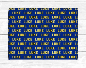 Blue Yellow Name Blanket - St. Louis Repeating Name Blanket - Toddler Boy Personalized Blanket - Minky Plush Daycare Blanket