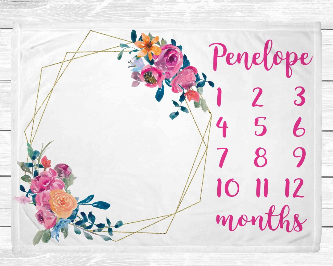 Monthly Baby Milestone Blanket Milestone Blanket Girl Flower Monthly Blanket Baby Age Blanket Baby Shower Gift Etsy Canada