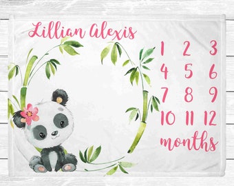 Panda Monthly Milestone Blanket -  Baby Age Blanket - Blanket for Newborn Nursery - Panda Baby Decor - Baby Age Blanket - Baby Shower Gift