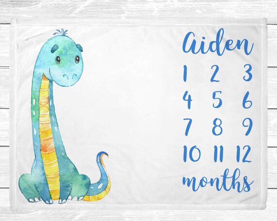 Dinosaur Monthly Milestone Blanket Monthly Baby Milestone Blanket Dinosaur Nursery Decor Baby Age Blanket Baby Shower Gift