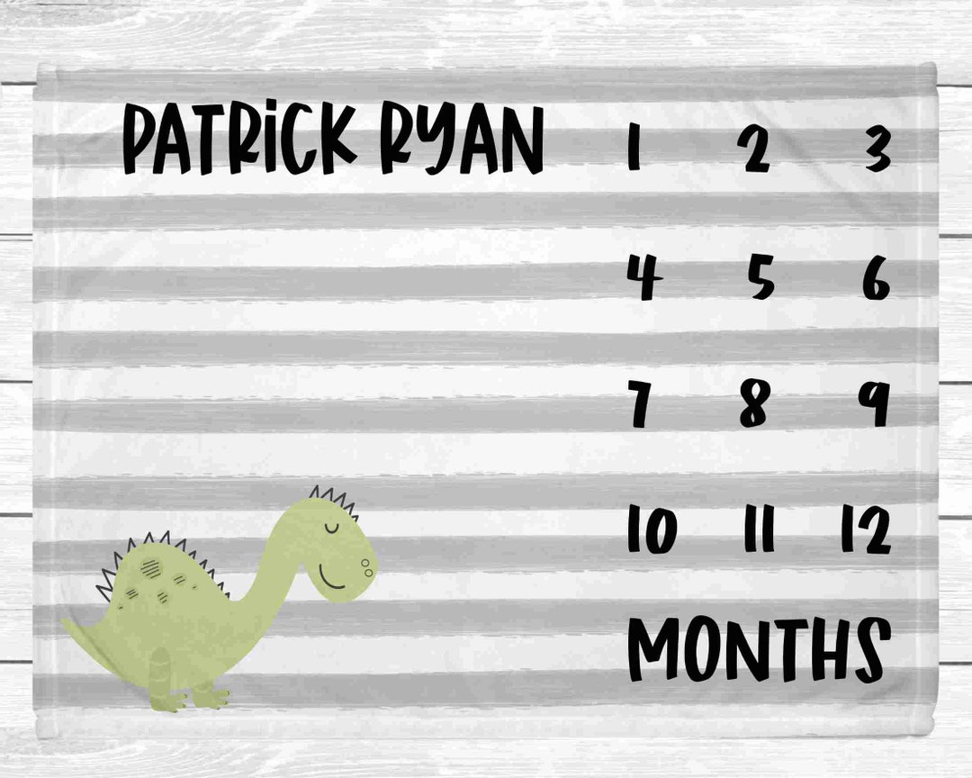 Dinosaur Baby Milestone Blanket Monthly Baby Milestone Blanket Dinosaur
