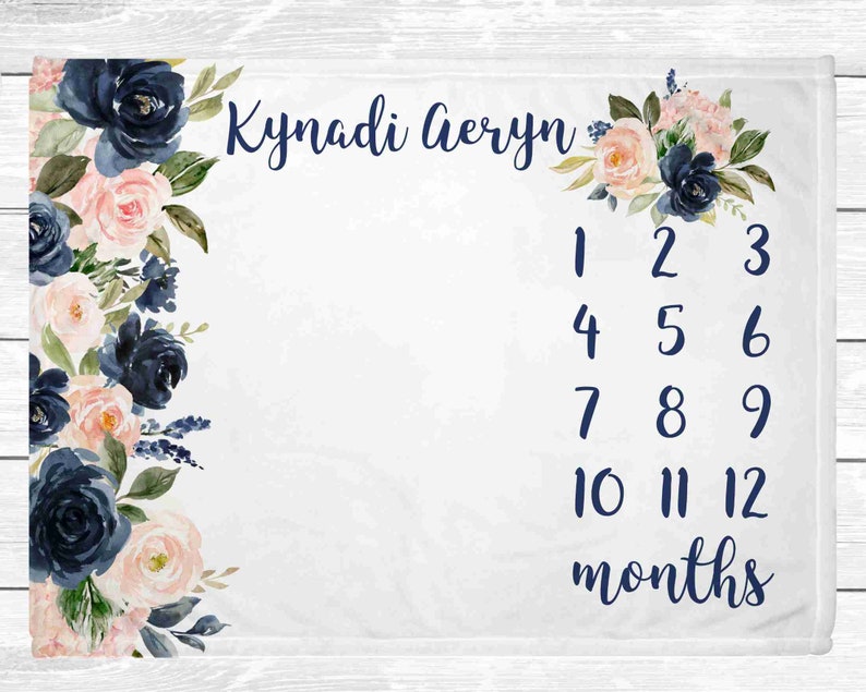 Baby Age Blanket Milestone Blanket Girl Flower Monthly | Etsy