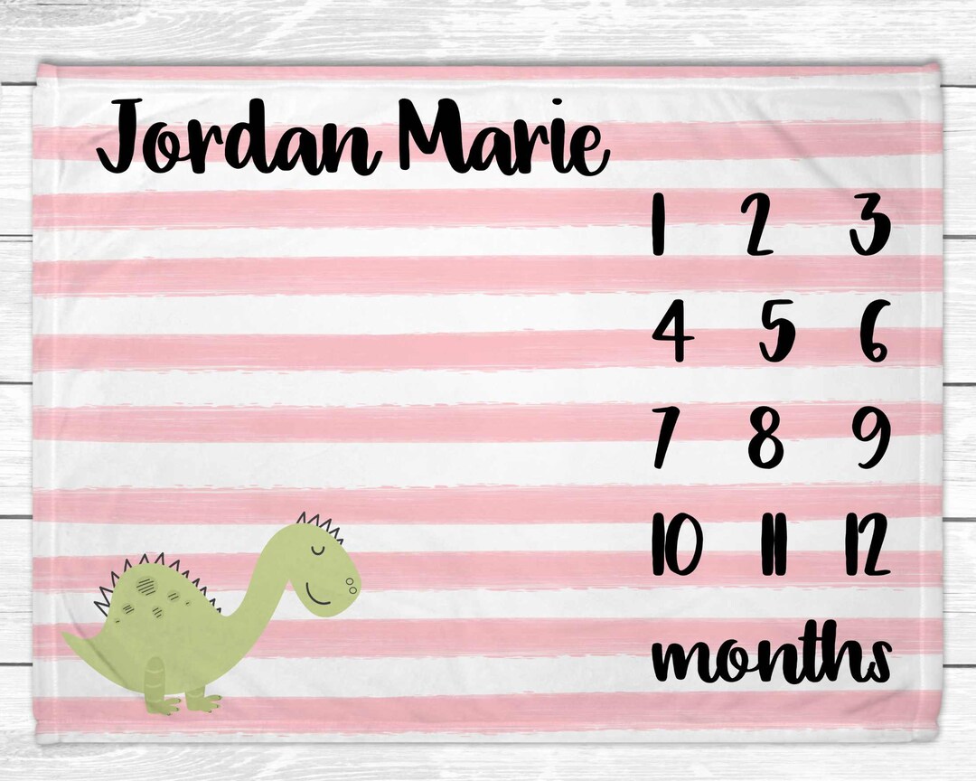 Dinosaur Baby Milestone Blanket Baby Age Blanket Dinosaur Nursery Decor