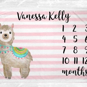 Llama alpaca Milestone Blanket Personalized Monthly Growth Tracker Custom Baby Shower Gift for New Mom Newborn Blanket Boho Nursery Bedding Etsy